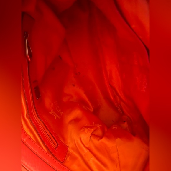 MCM Orange Monogram Embossed Leather Medium Handbag NO crossbody strap AUTH - Picture 15 of 16